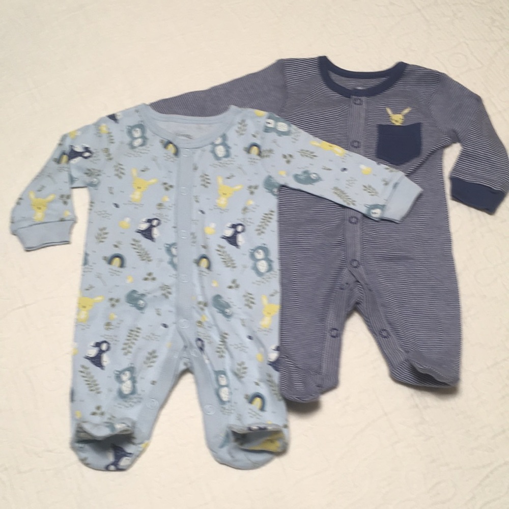 Preemie (4/$20) Pair of Lightweight Cotton Footie Sleepers by George